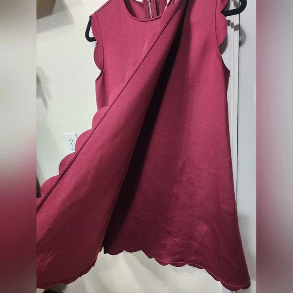 Ted Baker Jasmint Plum Burgundy Draped Scalloped Edge Sleeveless Dress - Size 2 - Picture 3 of 11